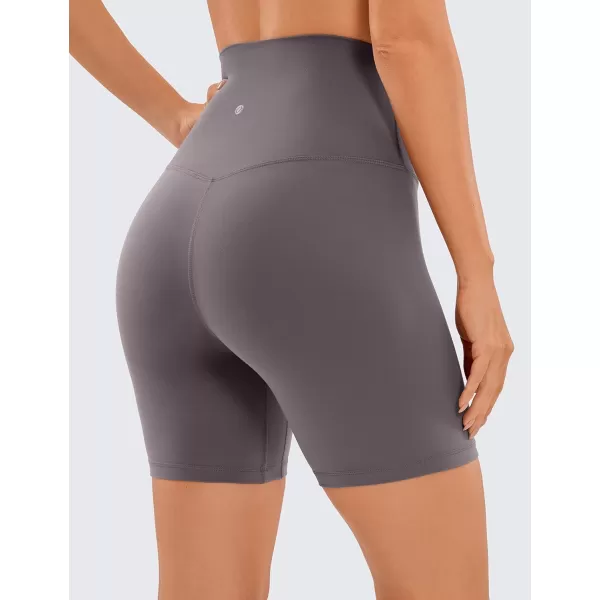 CRZ YOGA Super High Waisted Butterluxe Womens Biker Shorts 6  8  Buttery Soft Workout Yoga Shorts Over BellyTornado Grey