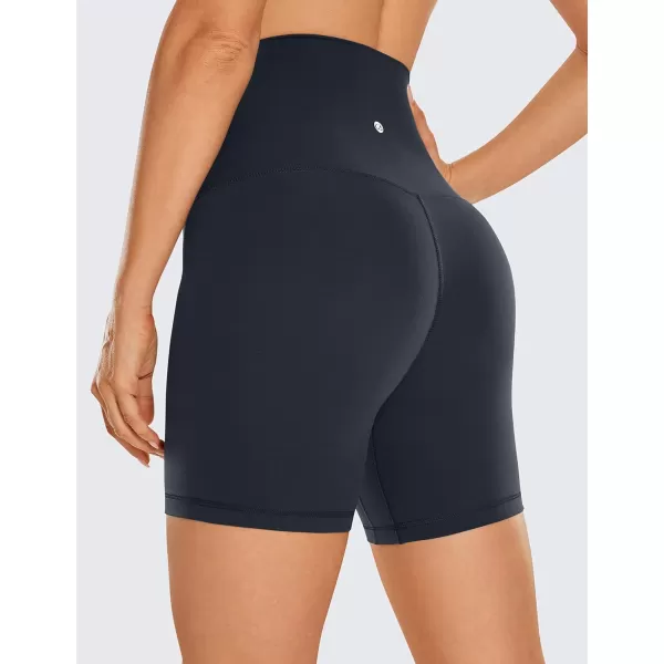 CRZ YOGA Super High Waisted Butterluxe Womens Biker Shorts 6  8  Buttery Soft Workout Yoga Shorts Over BellyTrue Navy