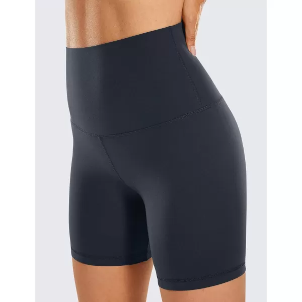 CRZ YOGA Super High Waisted Butterluxe Womens Biker Shorts 6  8  Buttery Soft Workout Yoga Shorts Over BellyTrue Navy