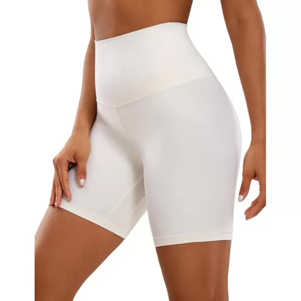 CRZ YOGA Super High Waisted Butterluxe Womens Biker Shorts 6  8  Buttery Soft Workout Yoga Shorts Over BellyWhite Apricot