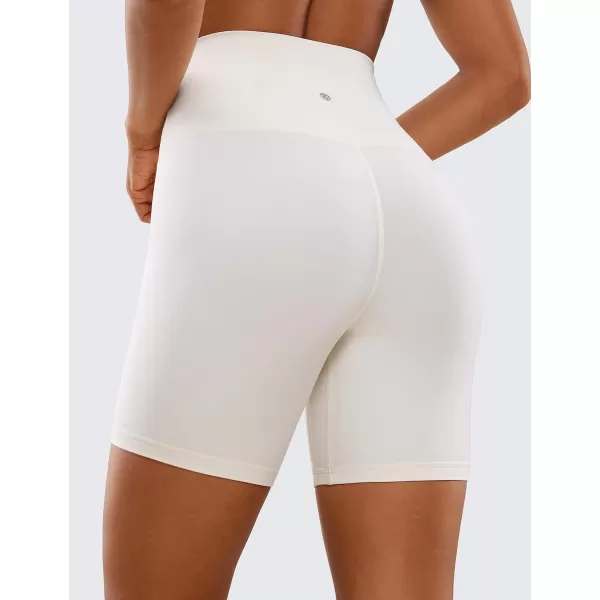 CRZ YOGA Super High Waisted Butterluxe Womens Biker Shorts 6  8  Buttery Soft Workout Yoga Shorts Over BellyWhite Apricot