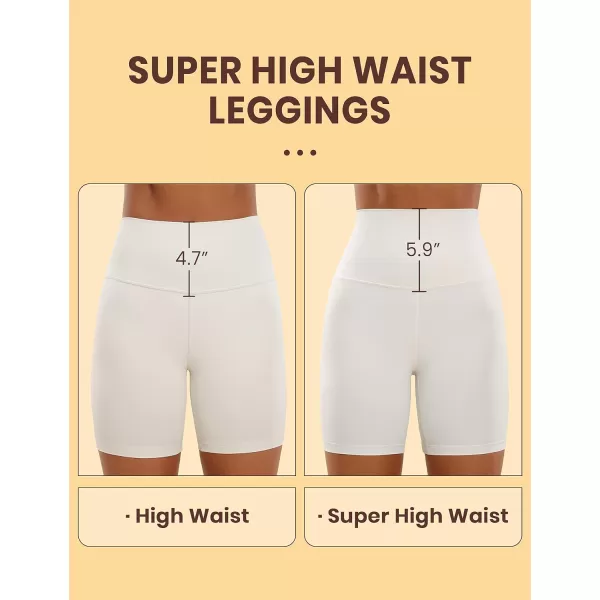 CRZ YOGA Super High Waisted Butterluxe Womens Biker Shorts 6  8  Buttery Soft Workout Yoga Shorts Over BellyWhite Apricot