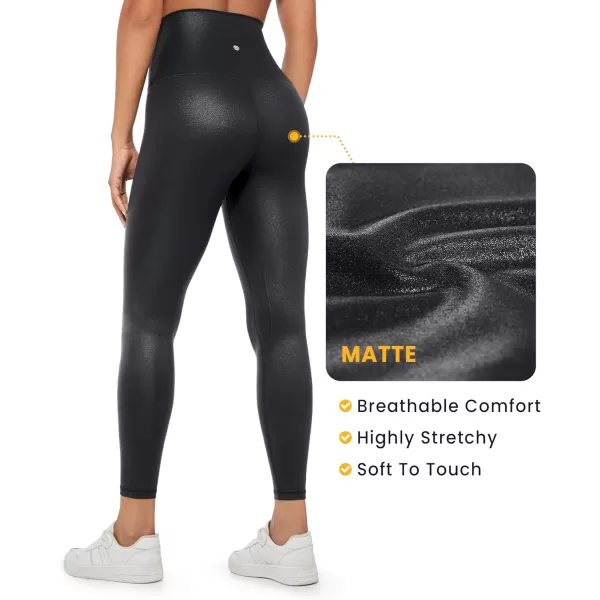 CRZ YOGA Super High Waisted Butterluxe Workout Leggings 25 28  Over Belly Buttery Soft Full Length Yoga Pants for WomenFaux Leather Black