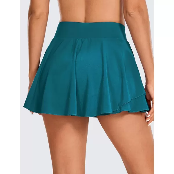 CRZ YOGA Tennis Skirts for Women Crossover High Waisted Ruffle Layered Workout Athletic Golf Skort Skirts with PocketsBorealis Green