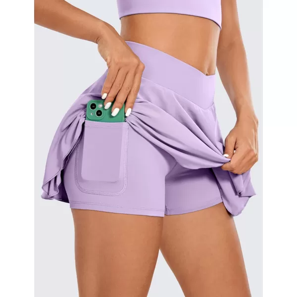 CRZ YOGA Tennis Skirts for Women Crossover High Waisted Ruffle Layered Workout Athletic Golf Skort Skirts with PocketsLilac