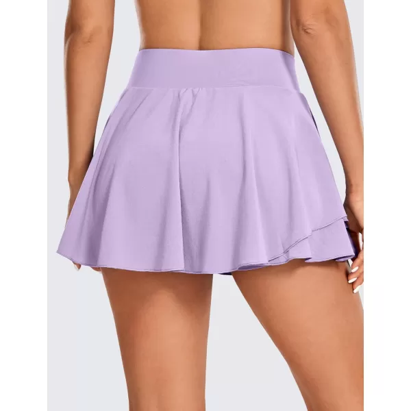 CRZ YOGA Tennis Skirts for Women Crossover High Waisted Ruffle Layered Workout Athletic Golf Skort Skirts with PocketsLilac