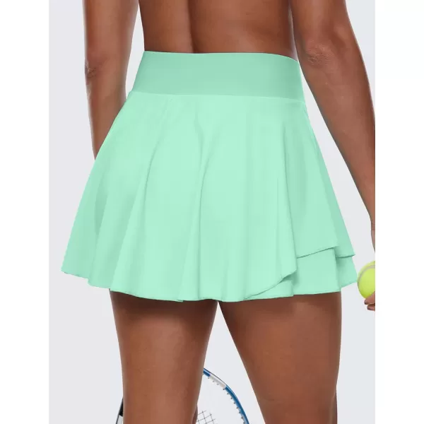CRZ YOGA Tennis Skirts for Women Crossover High Waisted Ruffle Layered Workout Athletic Golf Skort Skirts with PocketsMint Moment