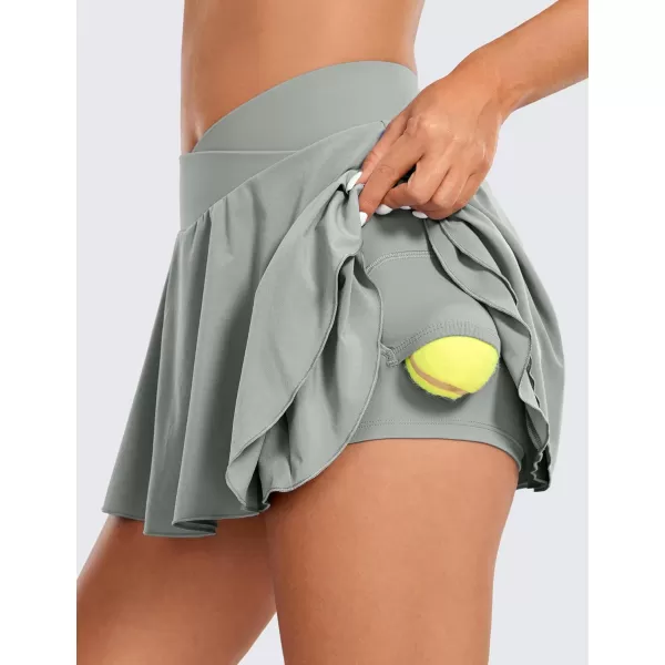 CRZ YOGA Tennis Skirts for Women Crossover High Waisted Ruffle Layered Workout Athletic Golf Skort Skirts with PocketsSterling