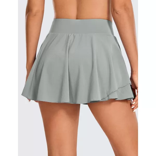 CRZ YOGA Tennis Skirts for Women Crossover High Waisted Ruffle Layered Workout Athletic Golf Skort Skirts with PocketsSterling