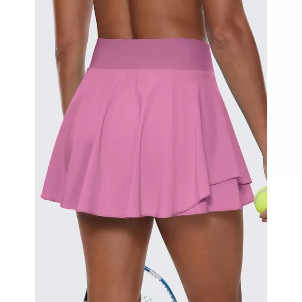 CRZ YOGA Tennis Skirts for Women Crossover High Waisted Ruffle Layered Workout Athletic Golf Skort Skirts with PocketsVelvet Dust