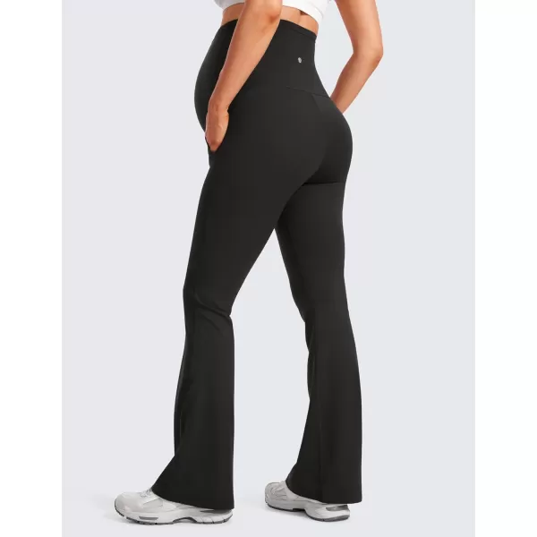 CRZ YOGA Women Butterluxe Maternity Flare Leggings with Pockets 31  Workout Active Yoga Pregnancy Pants Over The Belly SoftBlack