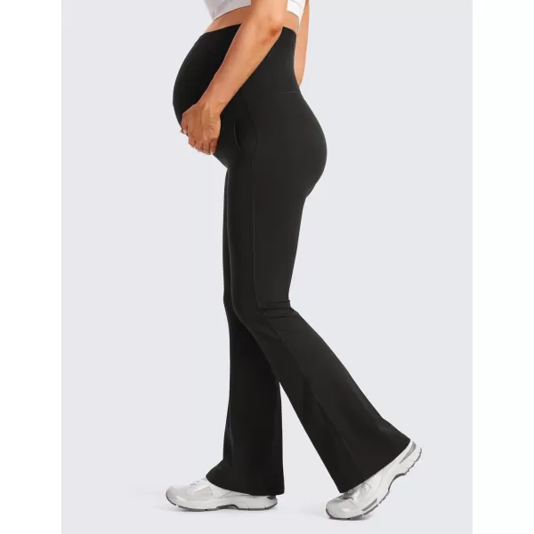 CRZ YOGA Women Butterluxe Maternity Flare Leggings with Pockets 31  Workout Active Yoga Pregnancy Pants Over The Belly SoftBlack