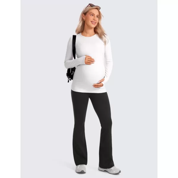 CRZ YOGA Women Butterluxe Maternity Flare Leggings with Pockets 31  Workout Active Yoga Pregnancy Pants Over The Belly SoftBlack