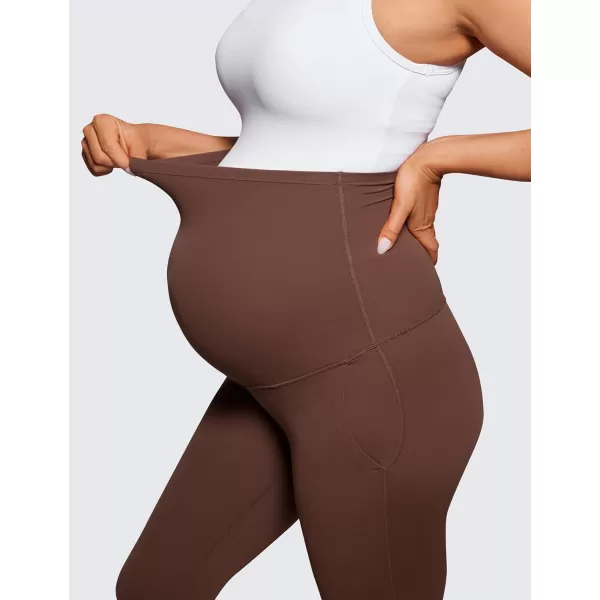 CRZ YOGA Women Butterluxe Maternity Flare Leggings with Pockets 31  Workout Active Yoga Pregnancy Pants Over The Belly SoftCoffee Brown