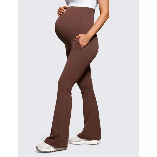 CRZ YOGA Women Butterluxe Maternity Flare Leggings with Pockets 31  Workout Active Yoga Pregnancy Pants Over The Belly SoftCoffee Brown