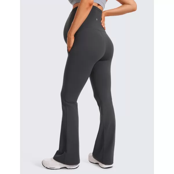 CRZ YOGA Women Butterluxe Maternity Flare Leggings with Pockets 31  Workout Active Yoga Pregnancy Pants Over The Belly SoftMysterious Grey