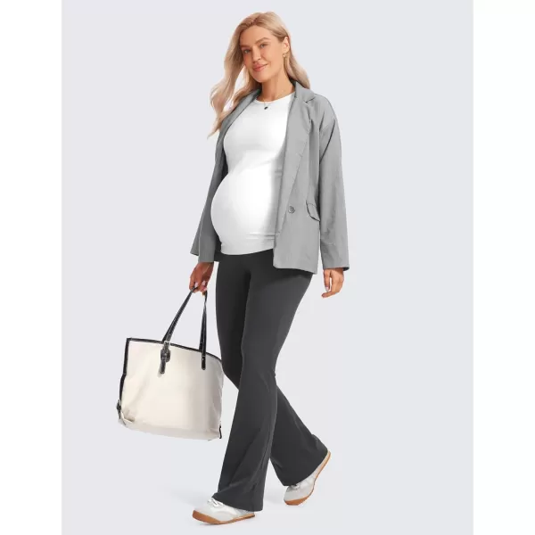 CRZ YOGA Women Butterluxe Maternity Flare Leggings with Pockets 31  Workout Active Yoga Pregnancy Pants Over The Belly SoftMysterious Grey