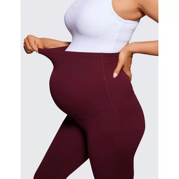CRZ YOGA Women Butterluxe Maternity Flare Leggings with Pockets 31  Workout Active Yoga Pregnancy Pants Over The Belly SoftRed Merlot