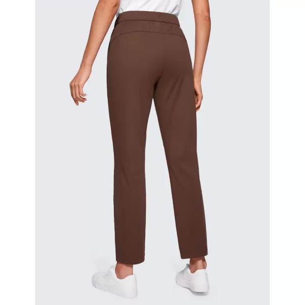 CRZ YOGA Womens 4Way Stretch Ankle Golf Pants  78 Dress Work Pants Pockets Athletic Travel Casual Lounge WorkoutCoffee Brown