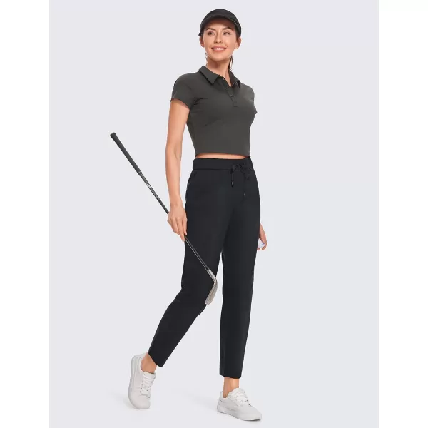 CRZ YOGA Womens 4Way Stretch Athletic Golf Pants  High Waisted Sweatpants Pockets Trave Lounge Workout Casual Work Trousers27 inches Black