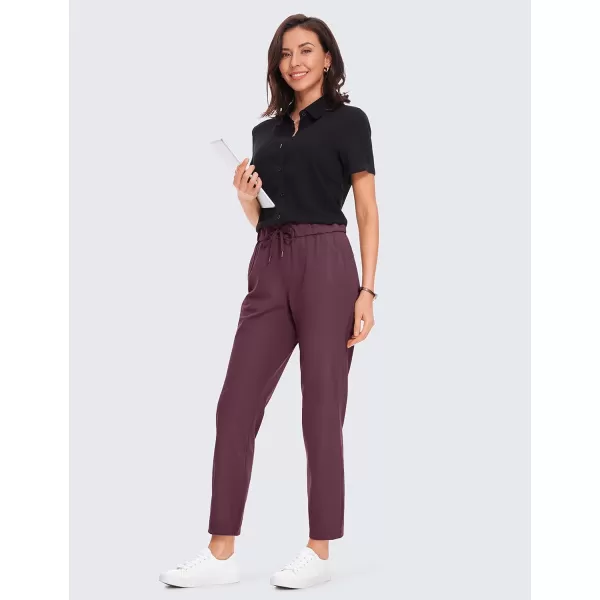 CRZ YOGA Womens 4Way Stretch Athletic Golf Pants  High Waisted Sweatpants Pockets Trave Lounge Workout Casual Work Trousers27 inches Dark Russet