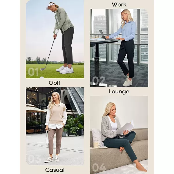 CRZ YOGA Womens 4Way Stretch Athletic Golf Pants  High Waisted Sweatpants Pockets Trave Lounge Workout Casual Work Trousers27 inches Dark Russet