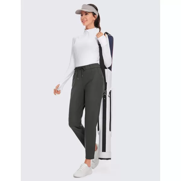 CRZ YOGA Womens 4Way Stretch Athletic Golf Pants  High Waisted Sweatpants Pockets Trave Lounge Workout Casual Work Trousers27 inches Grey Olive