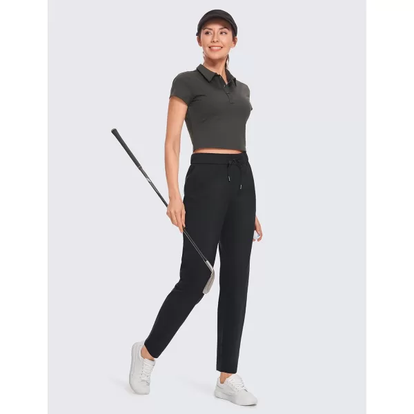 CRZ YOGA Womens 4Way Stretch Athletic Golf Pants  High Waisted Sweatpants Pockets Trave Lounge Workout Casual Work Trousers29 inches Black