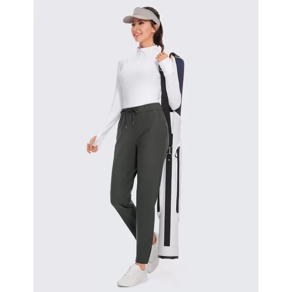 CRZ YOGA Womens 4Way Stretch Athletic Golf Pants  High Waisted Sweatpants Pockets Trave Lounge Workout Casual Work Trousers29 inches Grey Olive