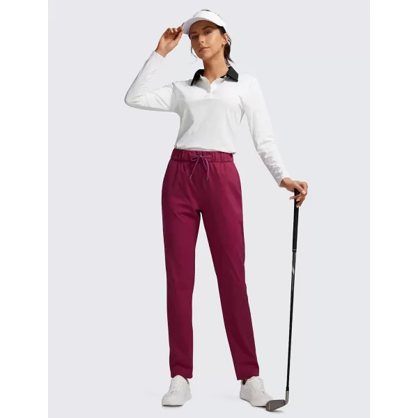 CRZ YOGA Womens 4Way Stretch Athletic Golf Pants  High Waisted Sweatpants Pockets Trave Lounge Workout Casual Work Trousers29 inches Magenta Purple