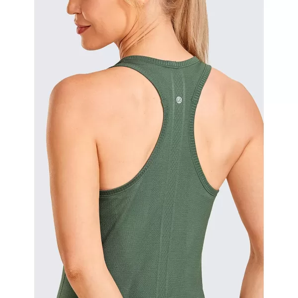 CRZ YOGA Womens Active Seamless Workout Tank Tops Racerback Athletic Running Yoga Gym Shirts Long LengthVibrant Green