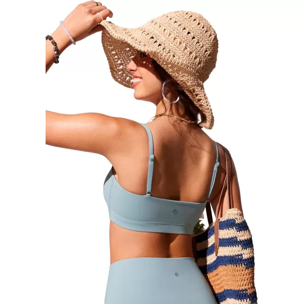 CRZ YOGA Womens Bikini Top Adjustable Thin Straps Bathing Suit Tops Square Neck Padded Swimsuit TopsLight Grayish Blue