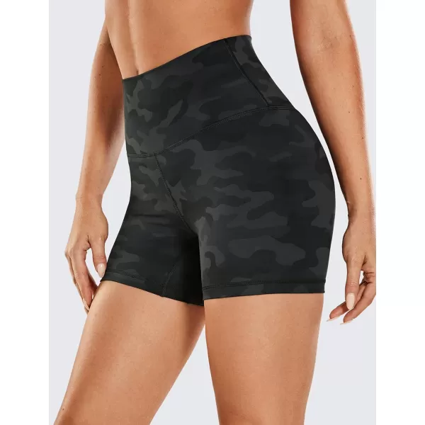 CRZ YOGA Womens Brushed Naked Feeling Biker Shorts 4  6  8  High Waist Matte Workout Gym Running Spandex ShortsDark Grey Camouflage