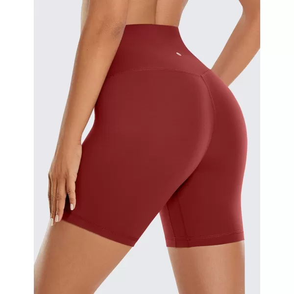 CRZ YOGA Womens Brushed Naked Feeling Biker Shorts 4  6  8  High Waist Matte Workout Gym Running Spandex ShortsDeep Wine