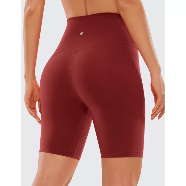 CRZ YOGA Womens Brushed Naked Feeling Biker Shorts 4  6  8  High Waist Matte Workout Gym Running Spandex ShortsDeep Wine