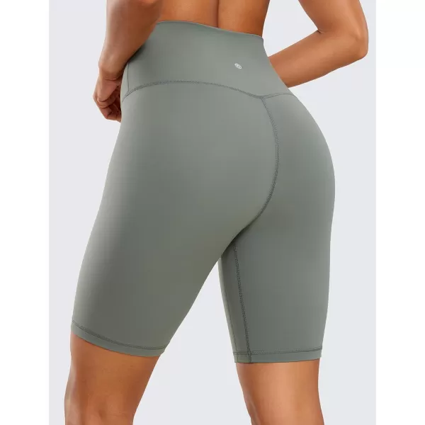 CRZ YOGA Womens Brushed Naked Feeling Biker Shorts 4  6  8  High Waist Matte Workout Gym Running Spandex ShortsGrey Sage