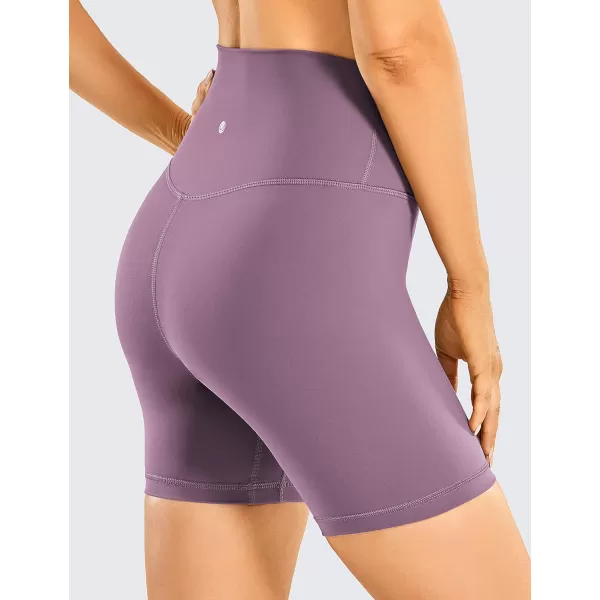 CRZ YOGA Womens Brushed Naked Feeling Biker Shorts 4  6  8  High Waist Matte Workout Gym Running Spandex ShortsMatt Purple