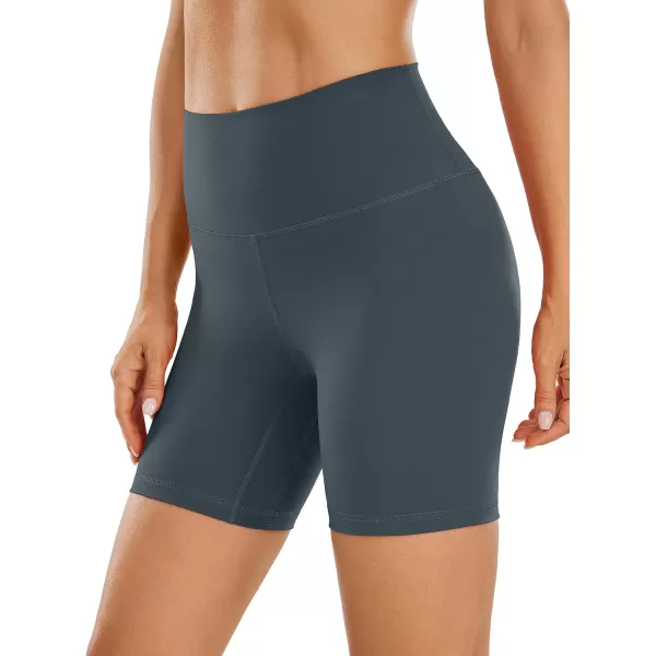 CRZ YOGA Womens Brushed Naked Feeling Biker Shorts 4  6  8  High Waist Matte Workout Gym Running Spandex ShortsMelanite