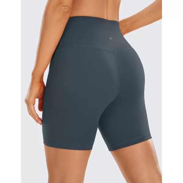 CRZ YOGA Womens Brushed Naked Feeling Biker Shorts 4  6  8  High Waist Matte Workout Gym Running Spandex ShortsMelanite