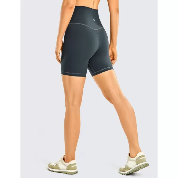 CRZ YOGA Womens Brushed Naked Feeling Biker Shorts 4  6  8  High Waist Matte Workout Gym Running Spandex ShortsMelanite