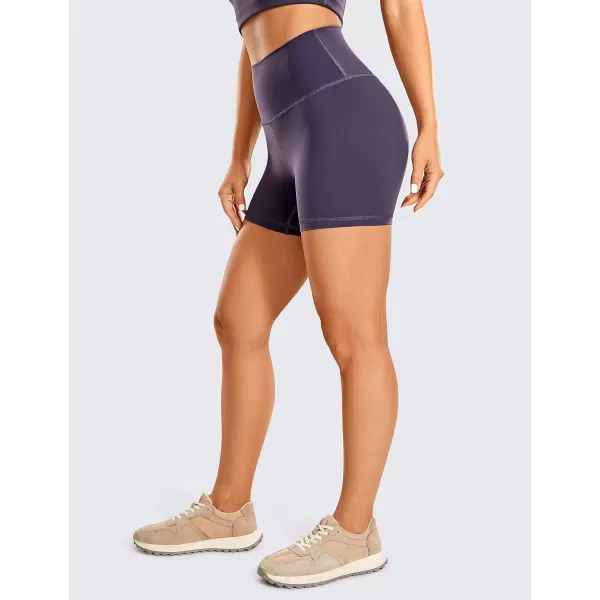 CRZ YOGA Womens Brushed Naked Feeling Biker Shorts 4  6  8  High Waist Matte Workout Gym Running Spandex ShortsMoon Violet