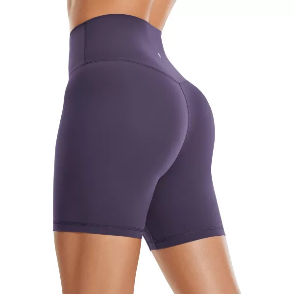CRZ YOGA Womens Brushed Naked Feeling Biker Shorts 4  6  8  High Waist Matte Workout Gym Running Spandex ShortsMoon Violet