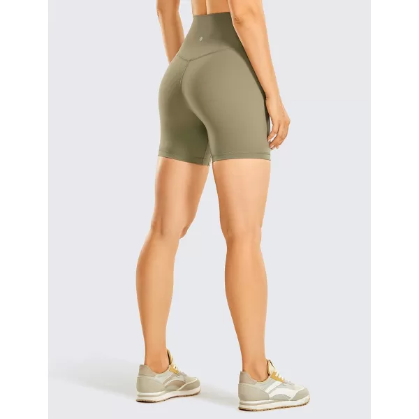 CRZ YOGA Womens Brushed Naked Feeling Biker Shorts 4  6  8  High Waist Matte Workout Gym Running Spandex ShortsMountain Olive