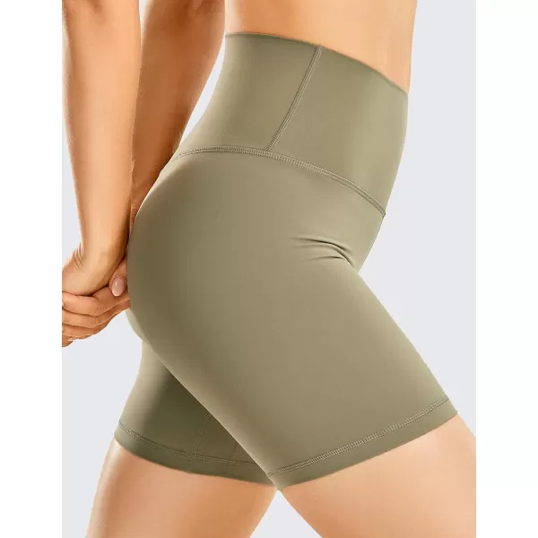 CRZ YOGA Womens Brushed Naked Feeling Biker Shorts 4  6  8  High Waist Matte Workout Gym Running Spandex ShortsMountain Olive