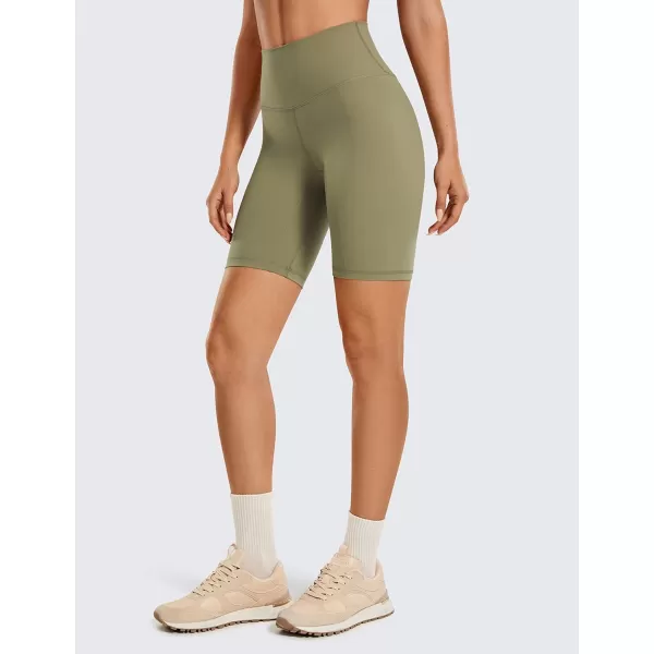 CRZ YOGA Womens Brushed Naked Feeling Biker Shorts 4  6  8  High Waist Matte Workout Gym Running Spandex ShortsMountain Olive