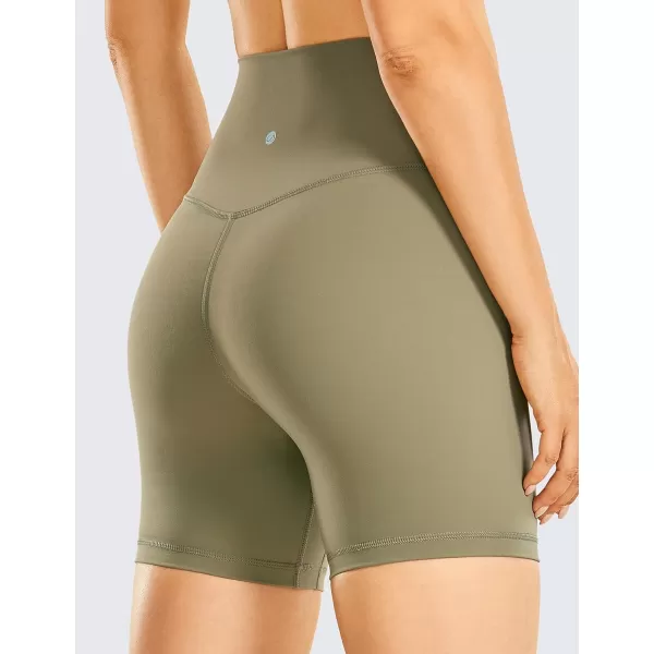 CRZ YOGA Womens Brushed Naked Feeling Biker Shorts 4  6  8  High Waist Matte Workout Gym Running Spandex ShortsMountain Olive