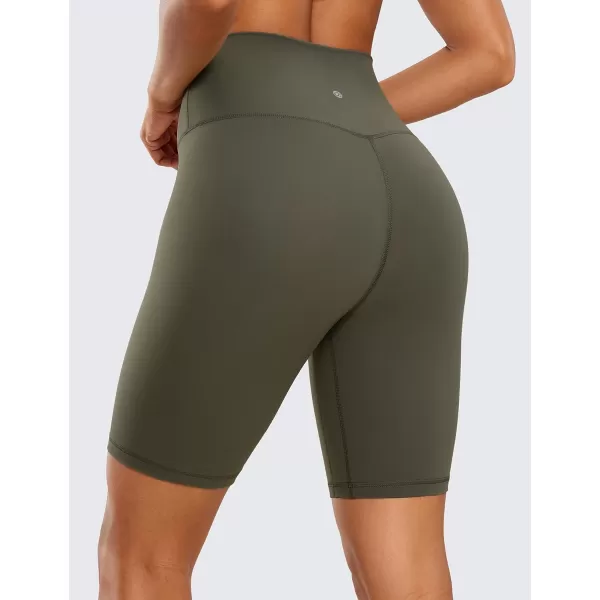 CRZ YOGA Womens Brushed Naked Feeling Biker Shorts 4  6  8  High Waist Matte Workout Gym Running Spandex ShortsOlive Green