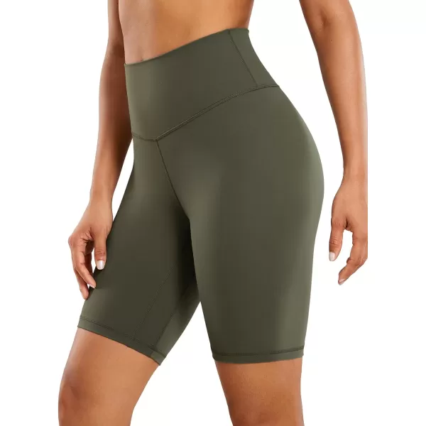 CRZ YOGA Womens Brushed Naked Feeling Biker Shorts 4  6  8  High Waist Matte Workout Gym Running Spandex ShortsOlive Green