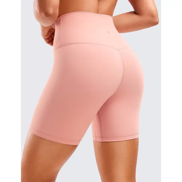 CRZ YOGA Womens Brushed Naked Feeling Biker Shorts 4  6  8  High Waist Matte Workout Gym Running Spandex ShortsPink Puff