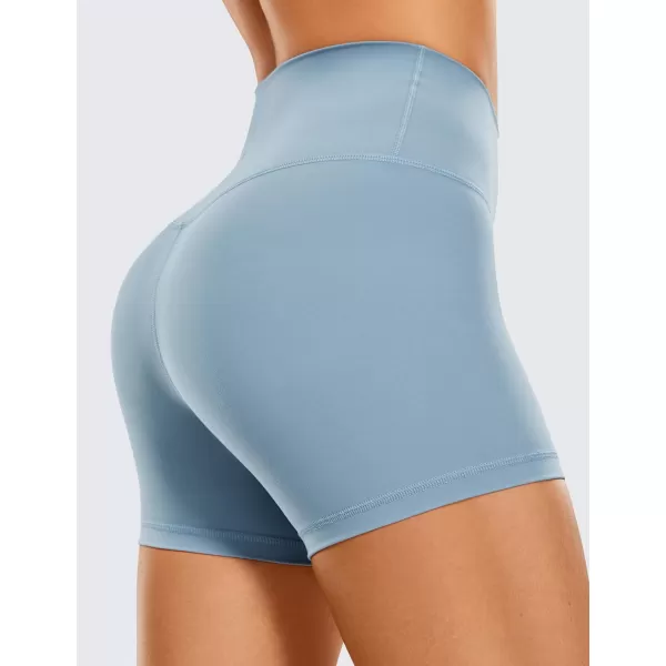 CRZ YOGA Womens Brushed Naked Feeling Biker Shorts 4  6  8  High Waist Matte Workout Gym Running Spandex ShortsThe Breeze Blue